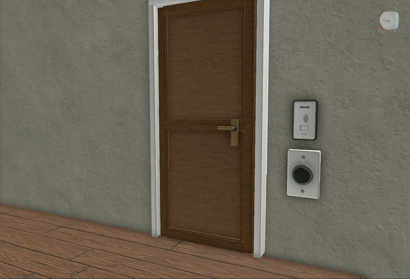 The reader and its target door in the current practice room.