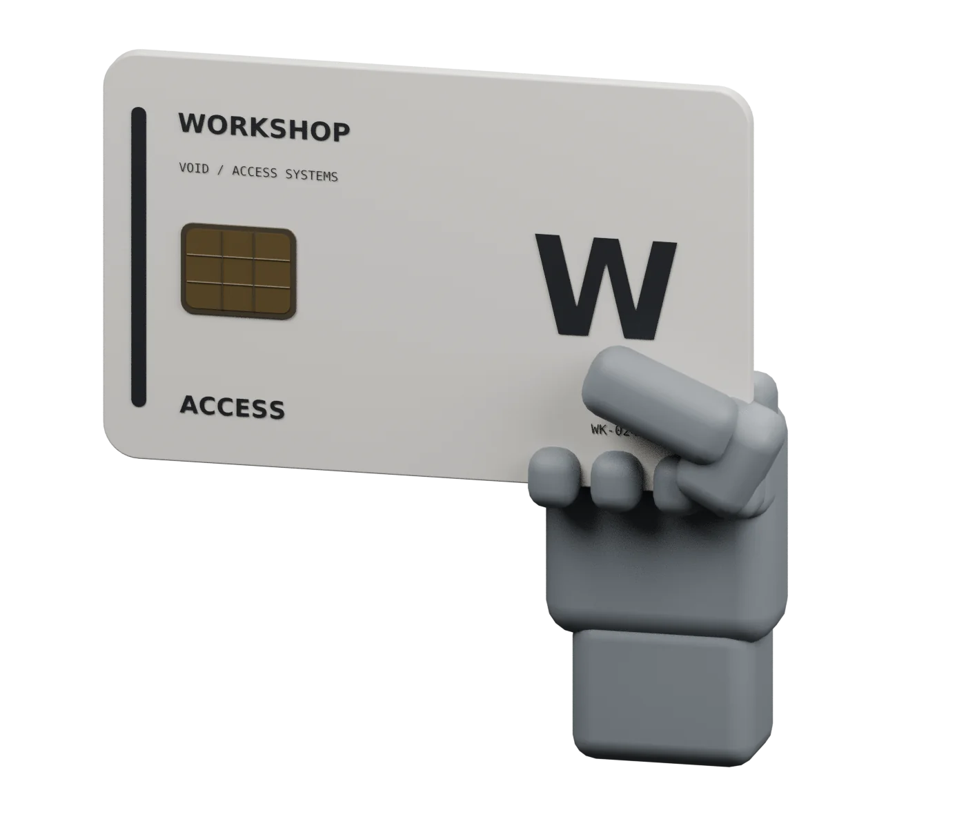 Illustration of the workshop card held in a hand.