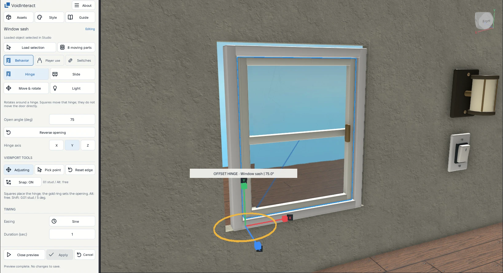 Preview the opening sash while the casing stays fixed. Check the entire swing before applying it.