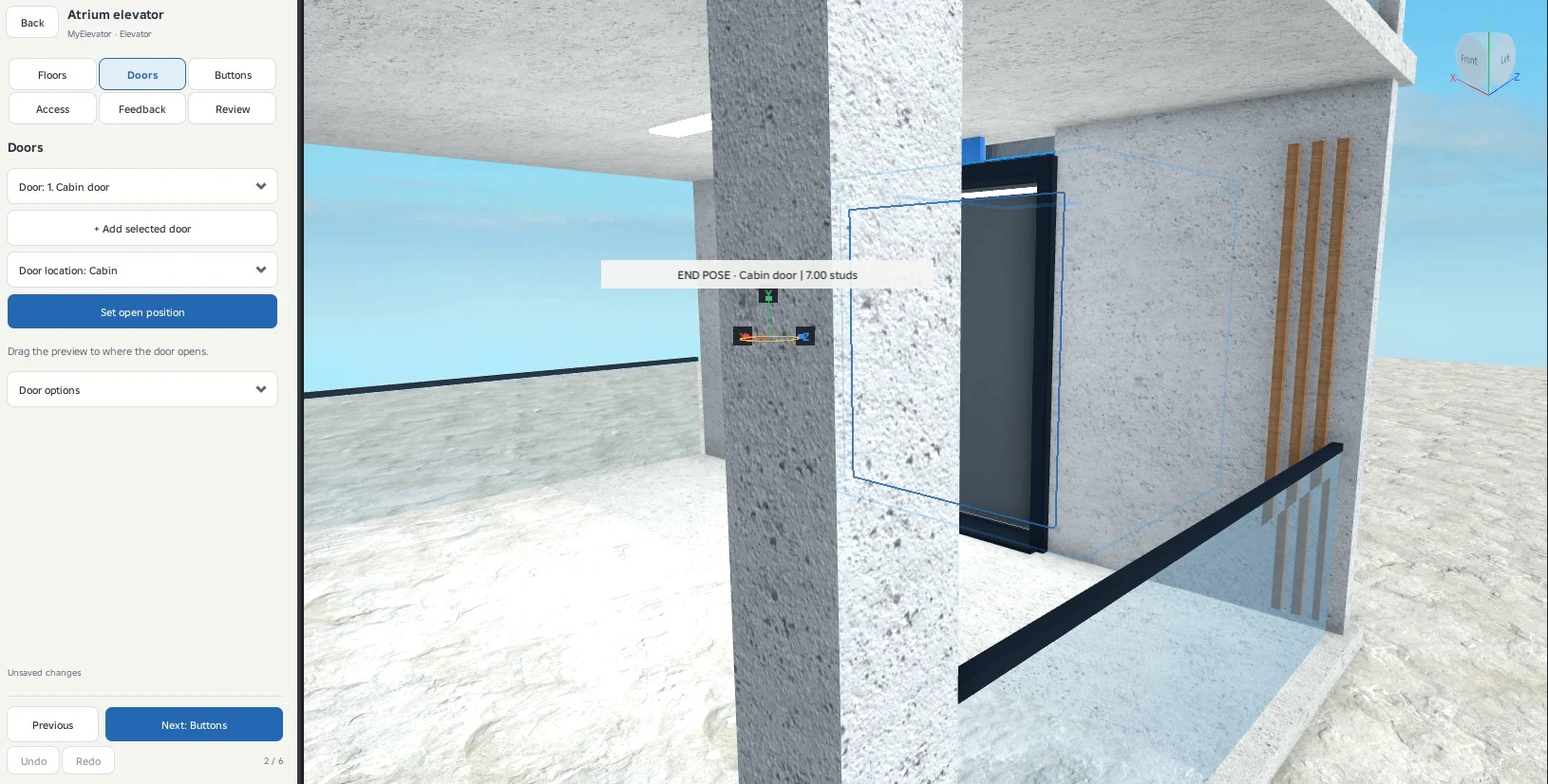 Move the door preview into the space beside the opening. Keep its frame fixed.